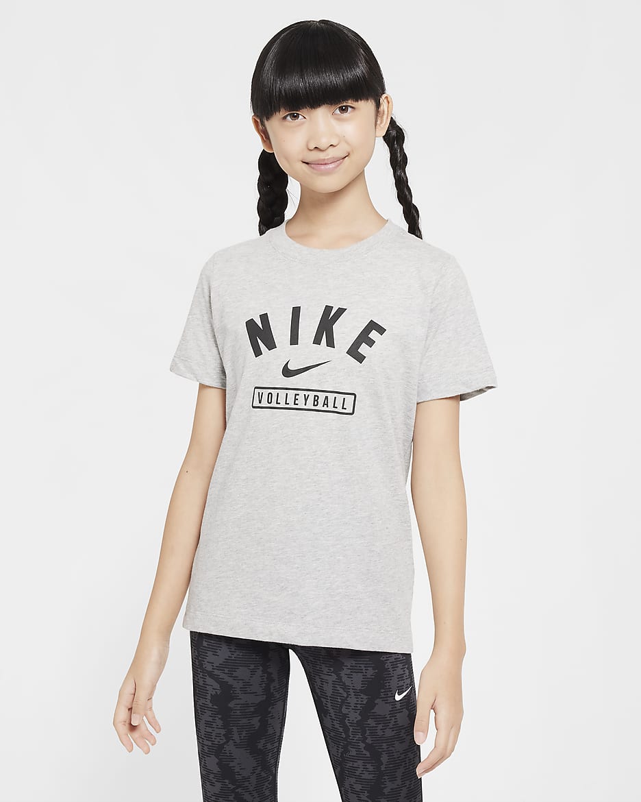 Nike Big Kids' Volleyball T-Shirt - Dark Grey Heather/Black