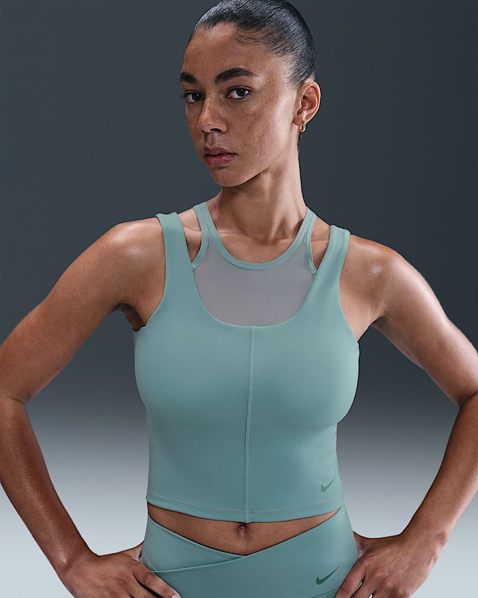 Nike One Fitted cropped tanktop met Dri-FIT voor dames - Cannon/Bicoastal