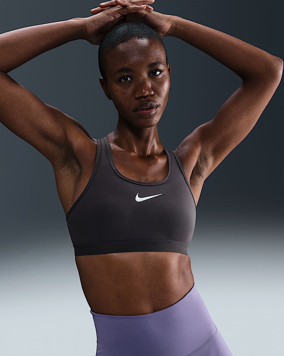 Nike Swoosh High-Support Women's Non-Padded Adjustable Sports Bra - Thunder Grey/White