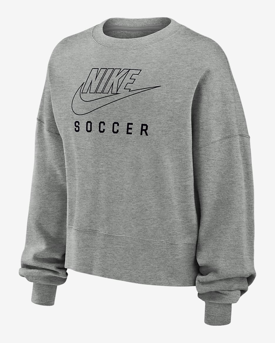 Nike Phoenix Fleece Women's Soccer Crew-Neck Sweatshirt - Dark Grey Heather