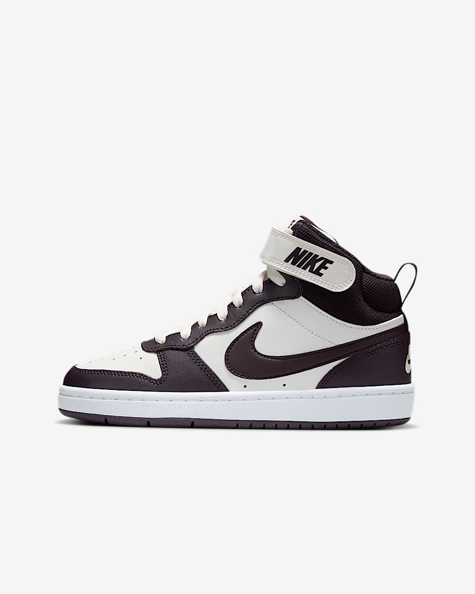 Nike Court Borough Mid 2 Big Kids' Shoes - Sail/White/Burgundy Ash