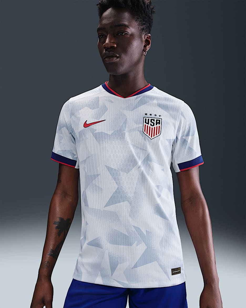 USWNT 2025 Match Home (Women's Team) Men's Nike Dri-FIT ADV Soccer Authentic Jersey - White/Rush Blue/Challenge Red/Challenge Red