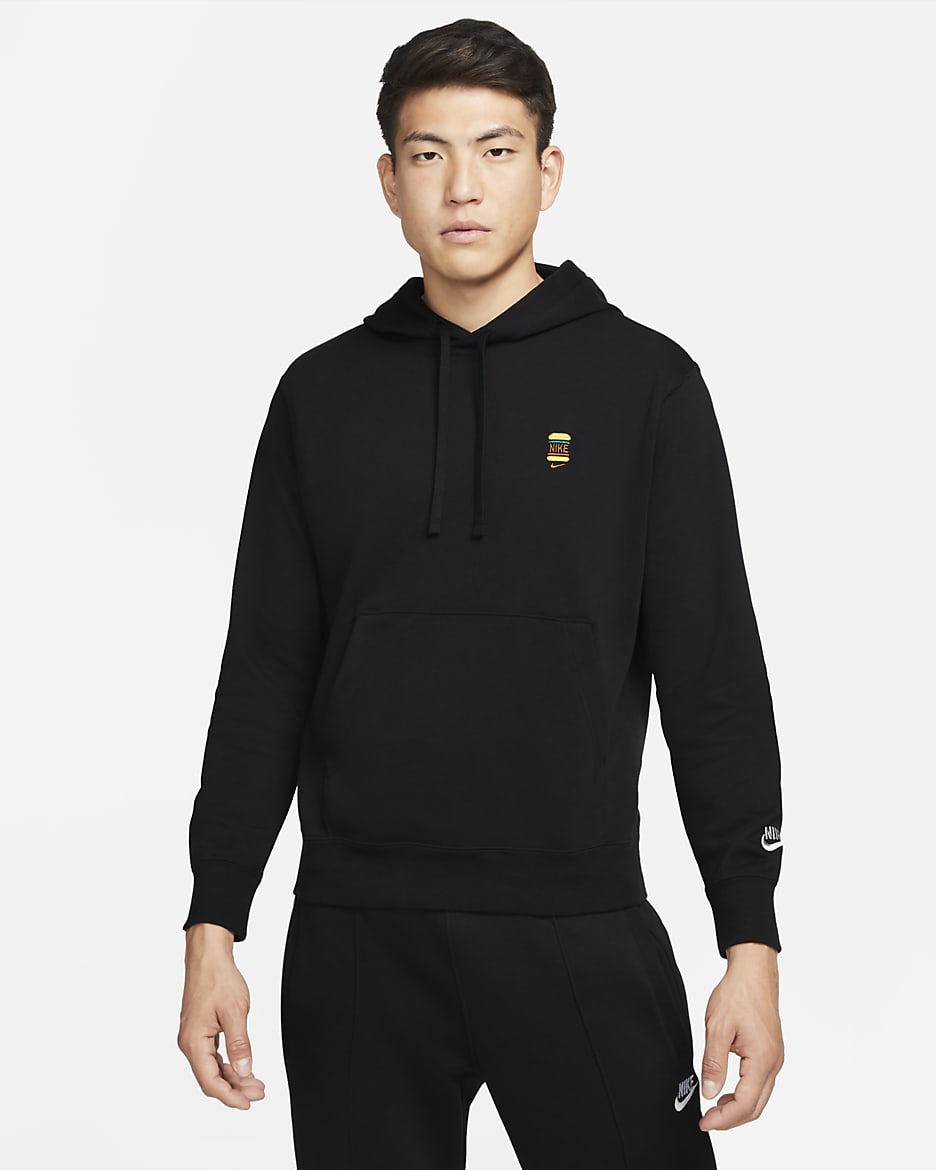 Nike Sportswear Men's French Terry Pullover Hoodie - Black/Light Silver