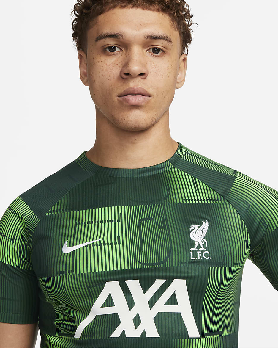 Liverpool FC Academy Pro Men's Nike Dri-FIT Pre-Match Soccer Top - Pro Green/Poison Green/White