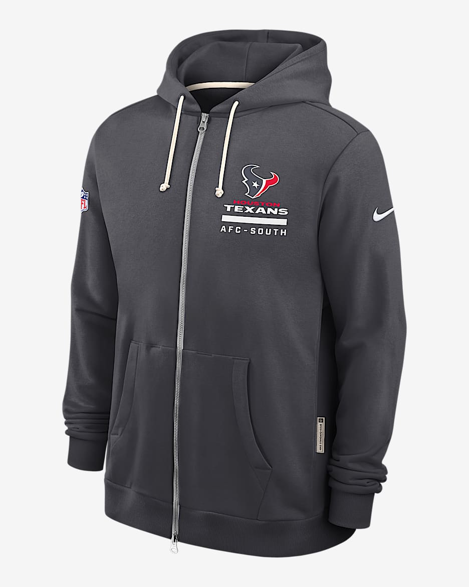 Sudadera con gorro Nike Dri-FIT de la NFL de cierre completo para hombre Houston Texans Utility Player Sideline - Antracita