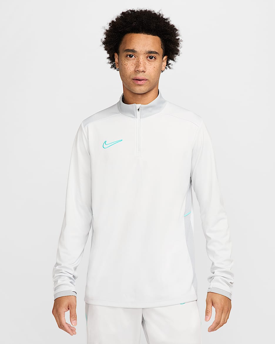 Nike Academy Men's Dri-FIT Football Drill Top - Photon Dust/Light Smoke Grey/Dynamic Turquoise