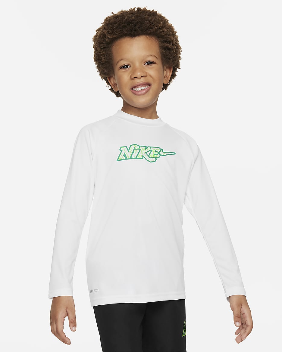 Playera de manga larga Hydroguard para niño talla pequeña Nike Swim - Blanco