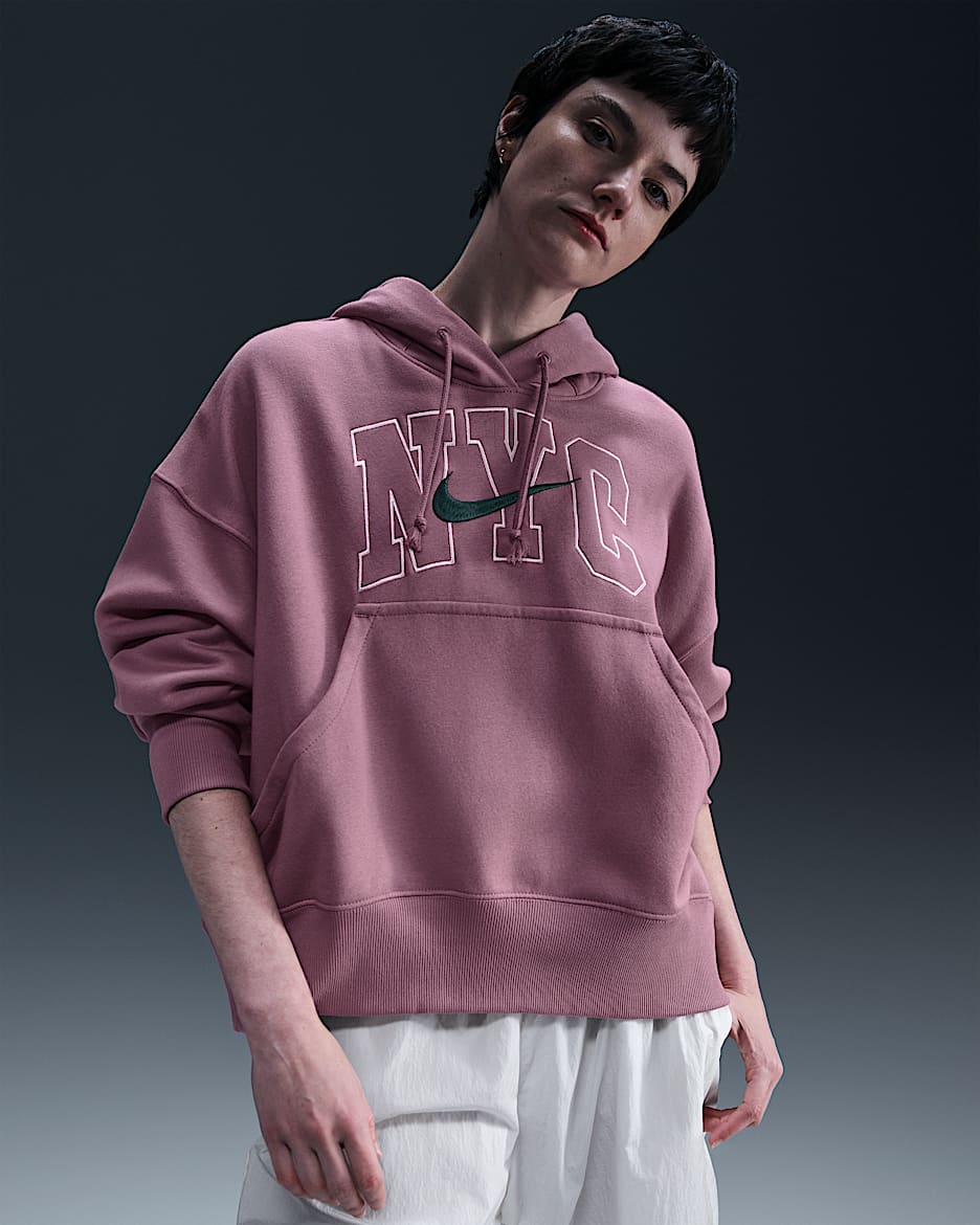 Nike Sportswear Phoenix Fleece Women's Over-Oversized Hoodie - Plum Dust/Vintage Green/Sail