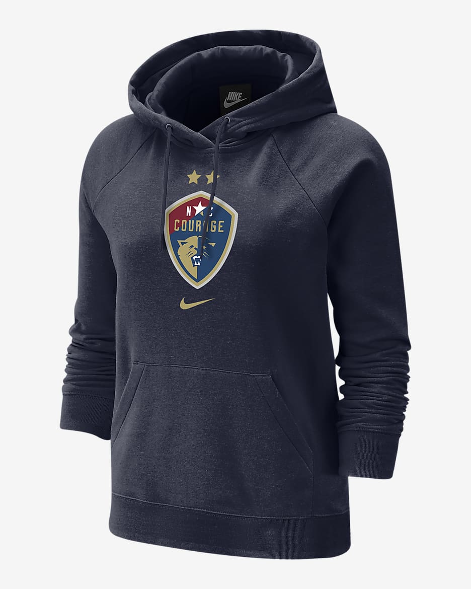 Sudadera con gorro de fútbol universitario Nike de tejido Fleece para mujer North Carolina Courage - Azul marino