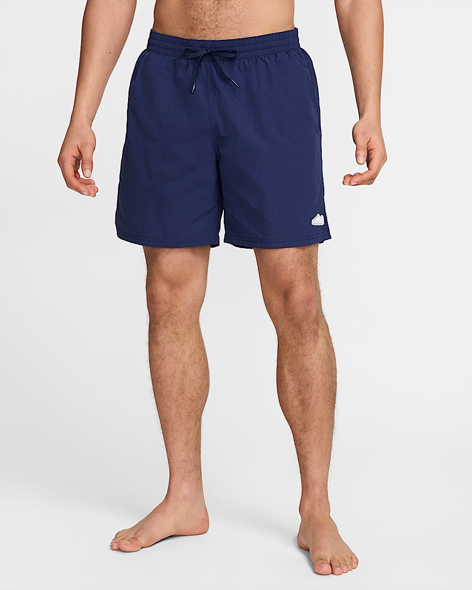 Shorts de vóleibol de 18 cm con forro completo para hombre Nike Swim Breaker - Azul marino medianoche/Blanco/Negro/Azul marino medianoche
