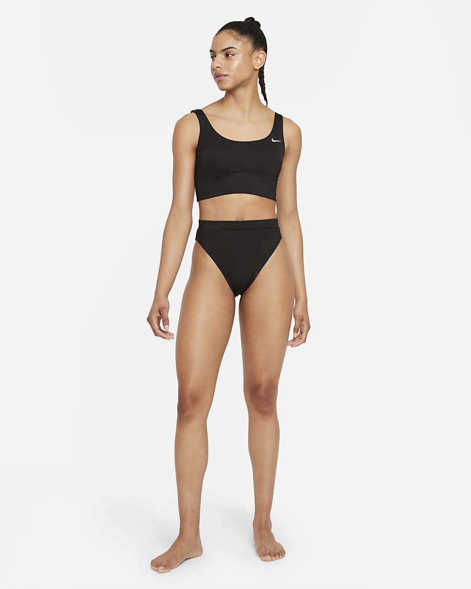 Nike Essential Women's High-Waisted Swimming Bottoms - Black/White