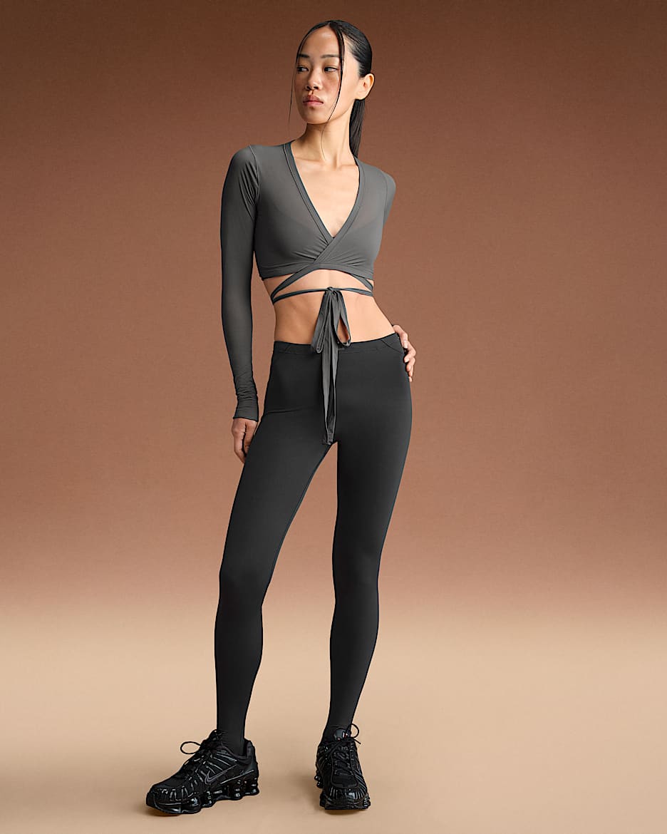 NikeSKIMS Matte Women's High-Waisted Footsie Grip Leggings - NSKM OBSIDIAN