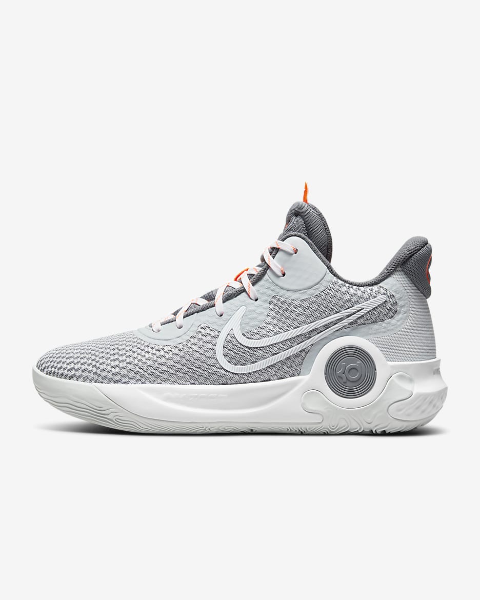 KD Trey 5 IX EP Basketball Shoes - Pure Platinum/Cool Grey/Total Orange/White