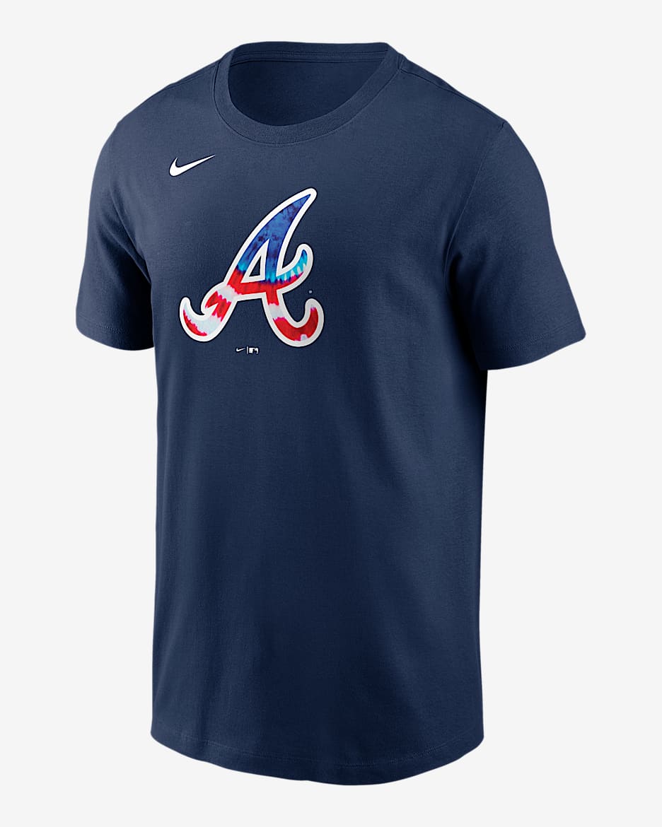 Playera Nike de la MLB para hombre Atlanta Braves Americana - Azul marino