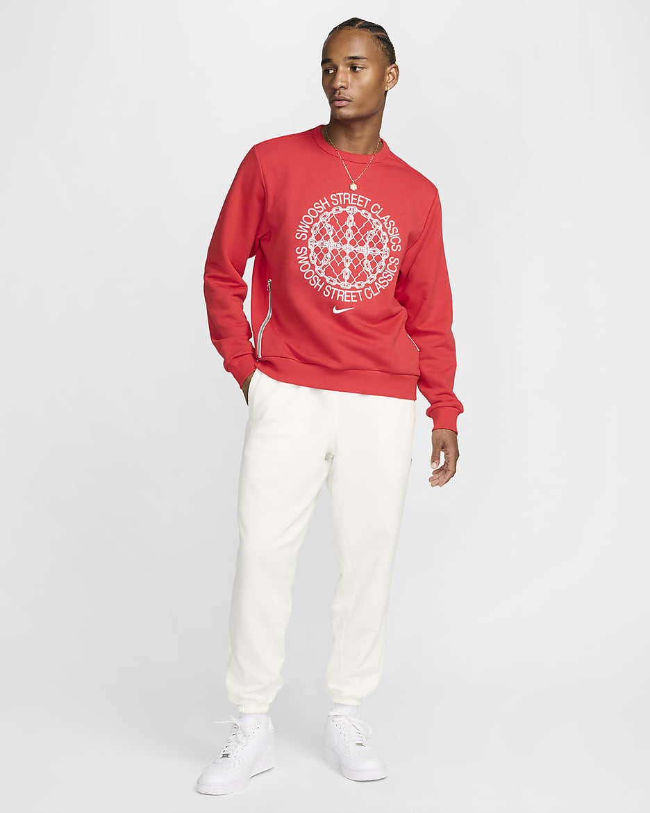 Nike Standard Issue Men's Dri-FIT Basketball Crew-Neck Sweatshirt - University Red/Heather/Pale Ivory