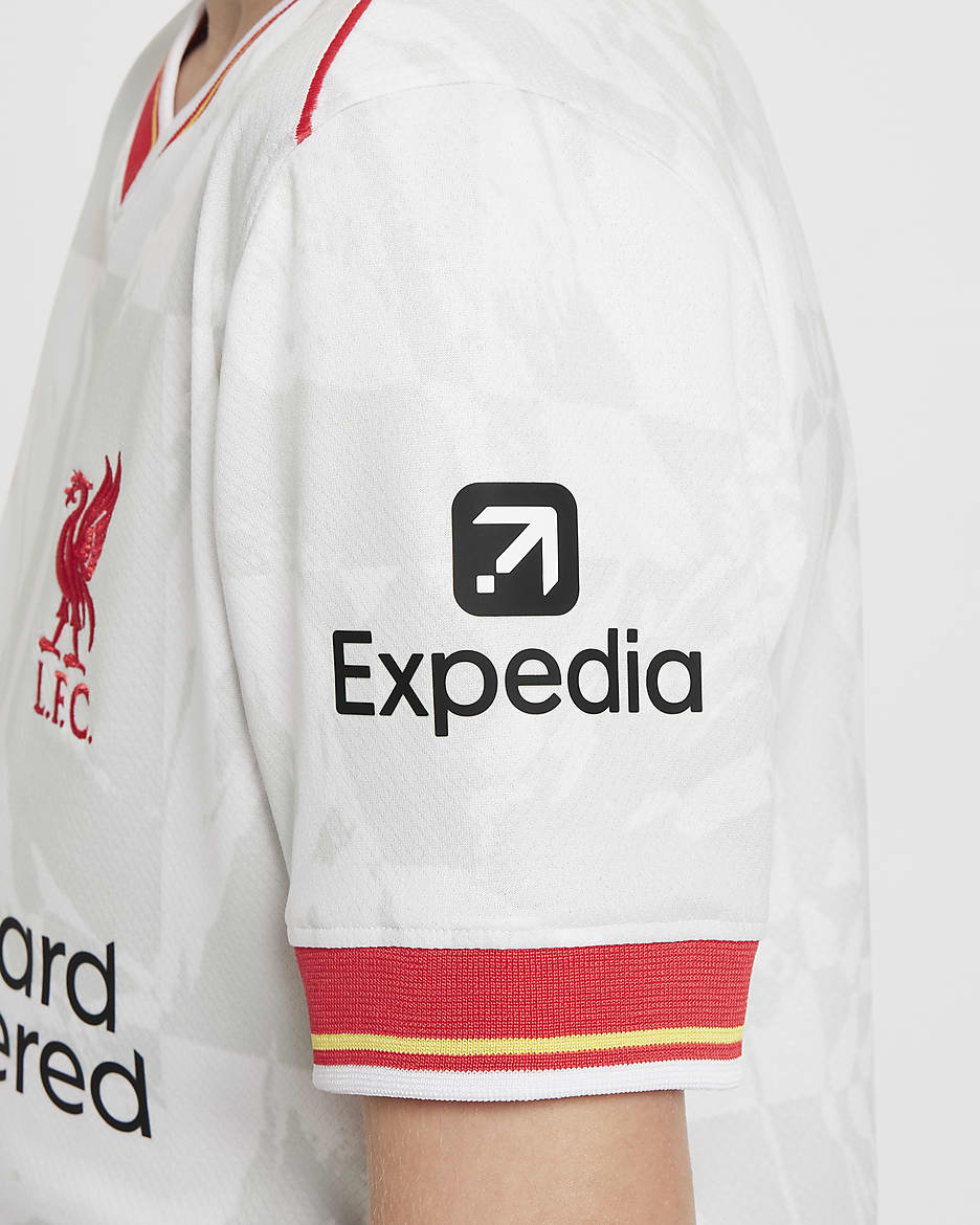 Tercera equipación Stadium Liverpool FC 2024/25 Camiseta de fútbol Replica Nike Dri-FIT - Niño/a - Blanco/Pure Platinum/Negro/Global Red