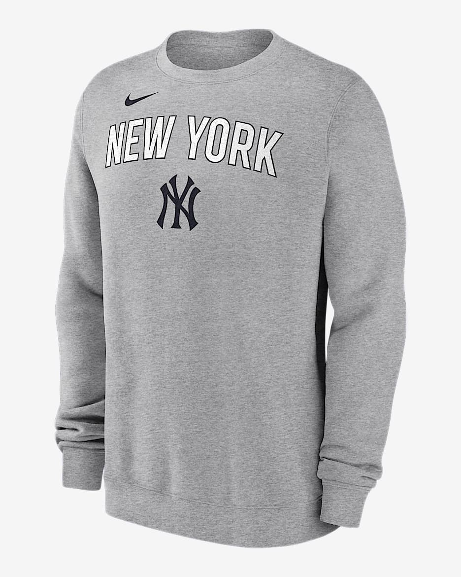 Sudadera de cuello redondo sin cierre Nike de la MLB para hombre New York Yankees - Gris jaspeado
