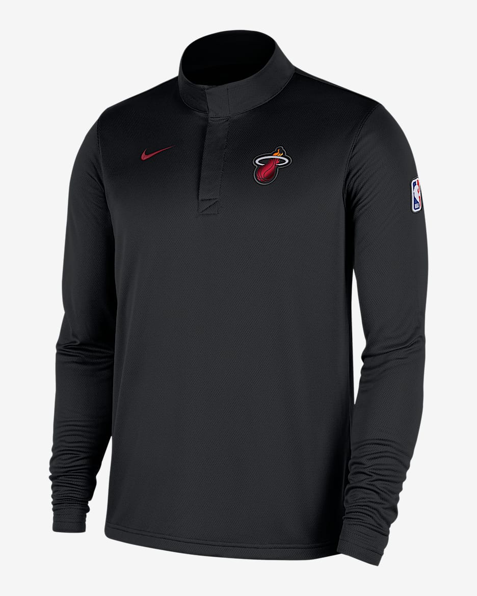 Miami Heat Men's Nike Dri-FIT NBA 1/4-Zip Long-Sleeve Top - Black/Tough Red