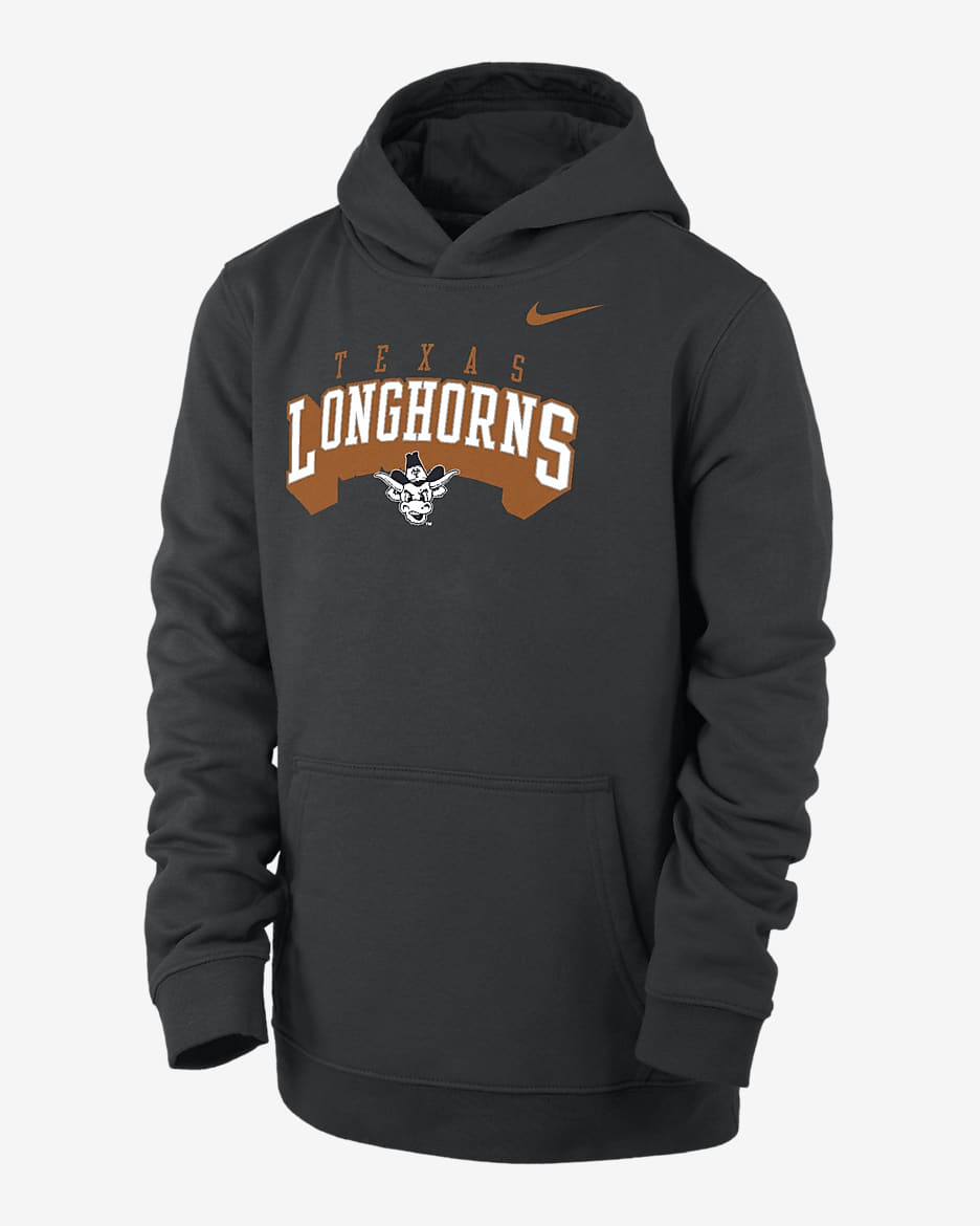 Texas Club Fleece Big Kids' (Boys') Nike College Pullover Hoodie - Black