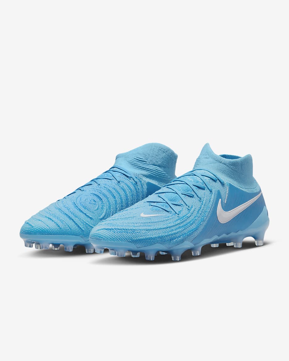 Fotbollssko Nike Phantom Luna 2 Elite AG med högt skaft - Blue Fury/Vit