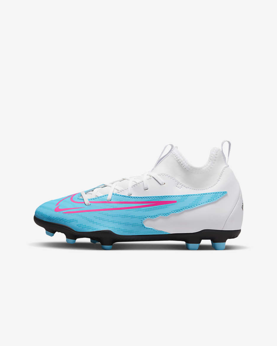 Nike Jr. Phantom GX Club Older Kids' Multi-Ground High-Top Football Boot - Baltic Blue/White/Laser Blue/Pink Blast