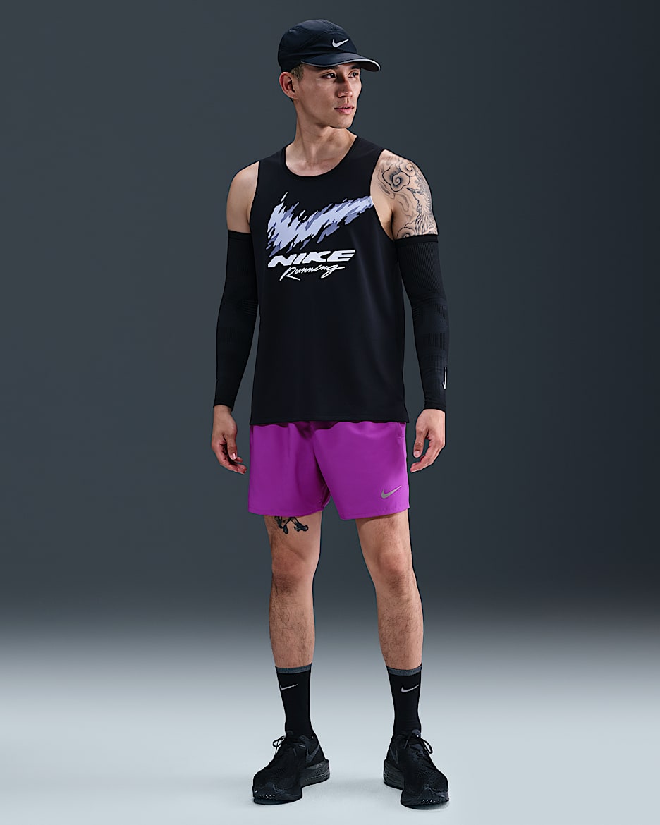 Nike Challenger Men's Dri-FIT 13cm (approx.) Brief-lined Running Shorts - Vivid Purple/Vivid Purple/Black