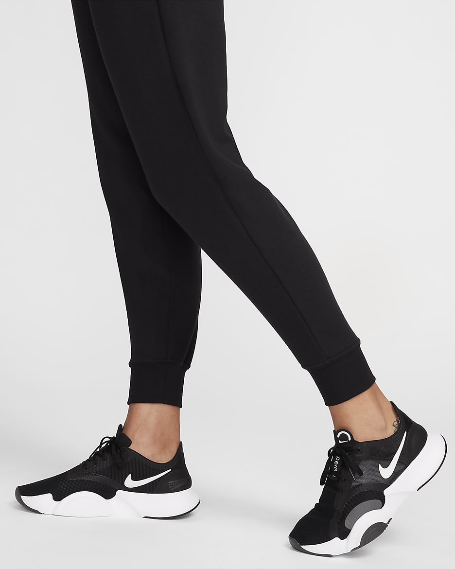 Joggers de French Terry de cintura alta de 7/8 para mujer Nike Dri-FIT One - Negro/Blanco