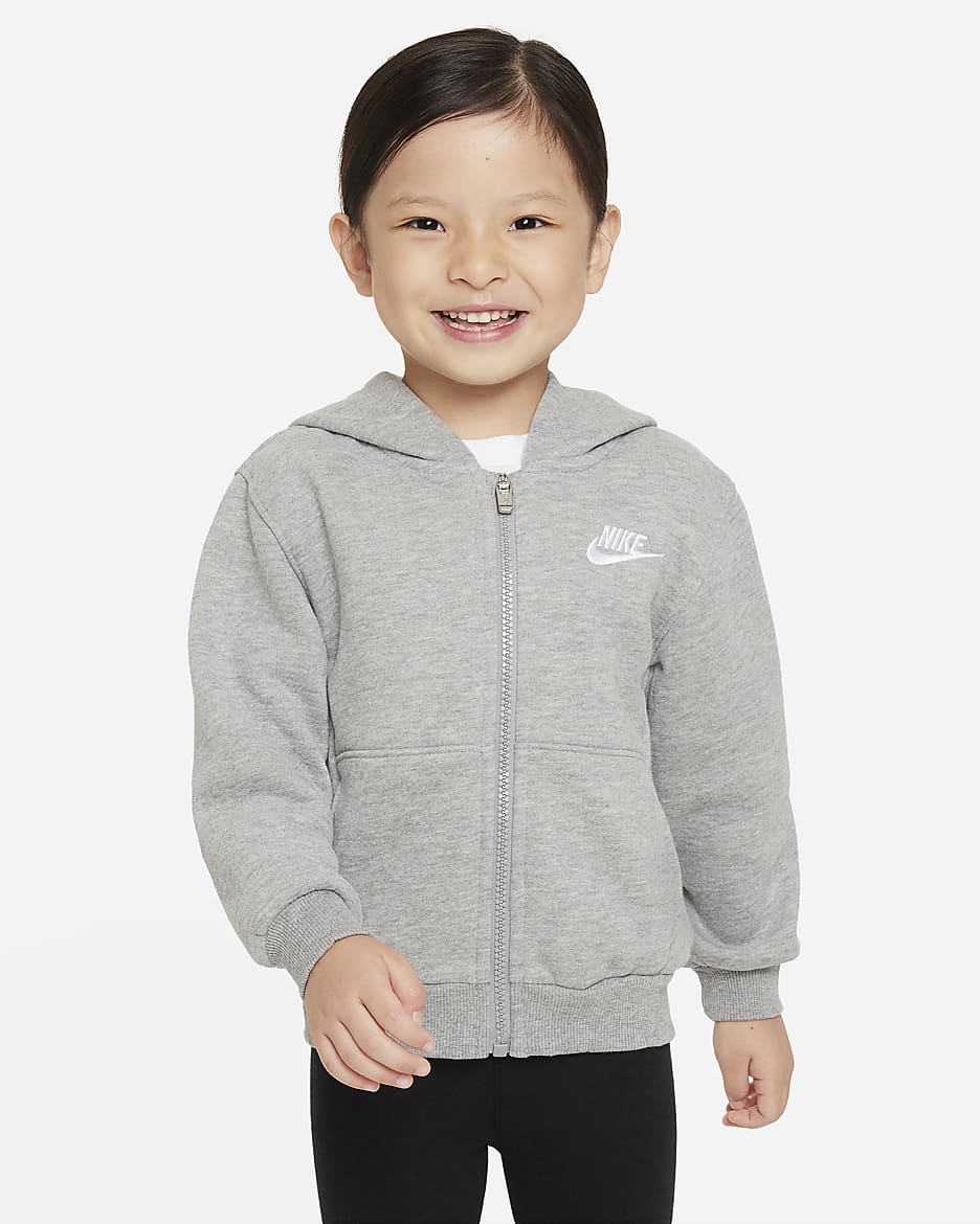 Sudadera con gorro de cierre completo para niño pequeño Nike Sportswear Club Fleece - Gris claro jaspeado