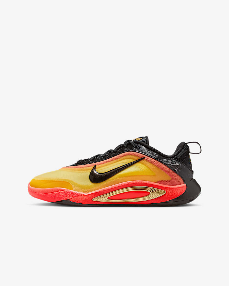 A'One ASW A'ja Wilson Big Kids' Basketball Shoes - Black/Bright Crimson/University Gold/Metallic Gold
