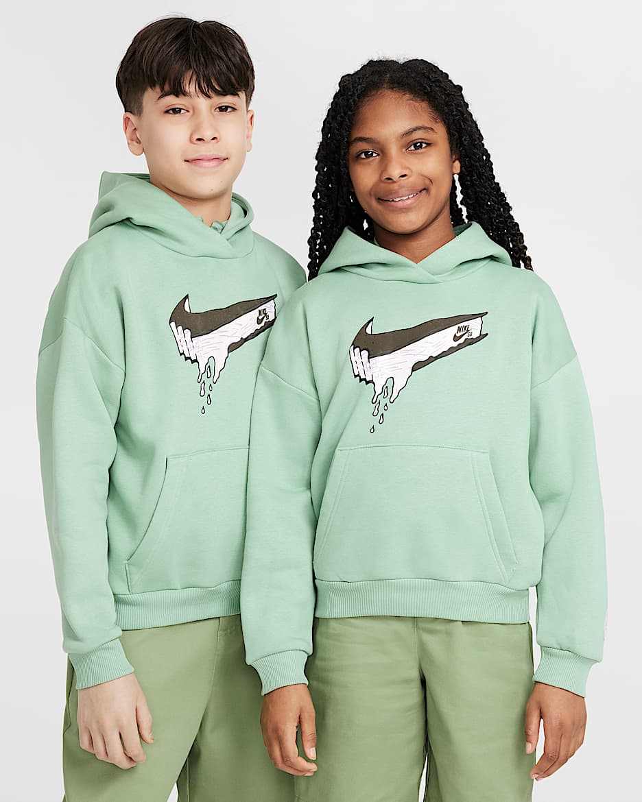 Nike SB EasyOn Older Kids' Oversized Pullover Skate Hoodie - Steam