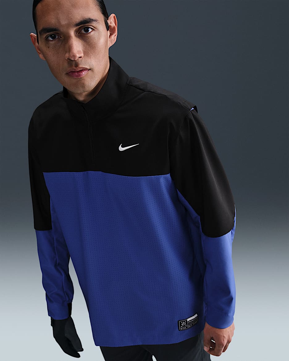 Chamarra de golf Dri-FIT de medio cierre para hombre Nike Golf Club - Azul astronómico/Negro/Negro/Blanco