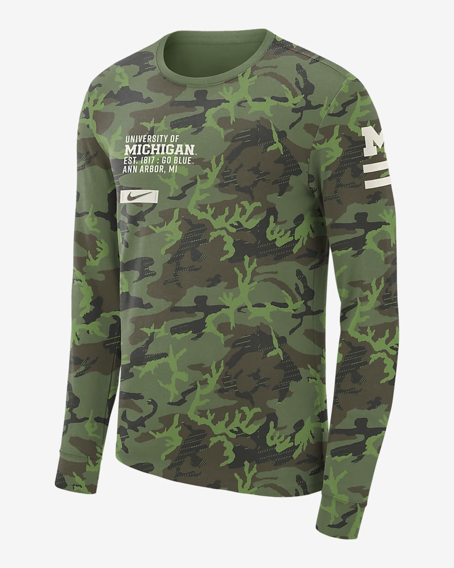 Nike College (Michigan) Men's Long-Sleeve Crew Neck T-Shirt - Treeline