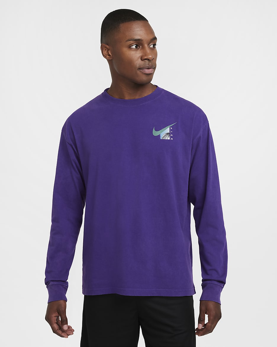 Nike Playera de básquetbol de manga larga Max90 para hombre - Morado campo