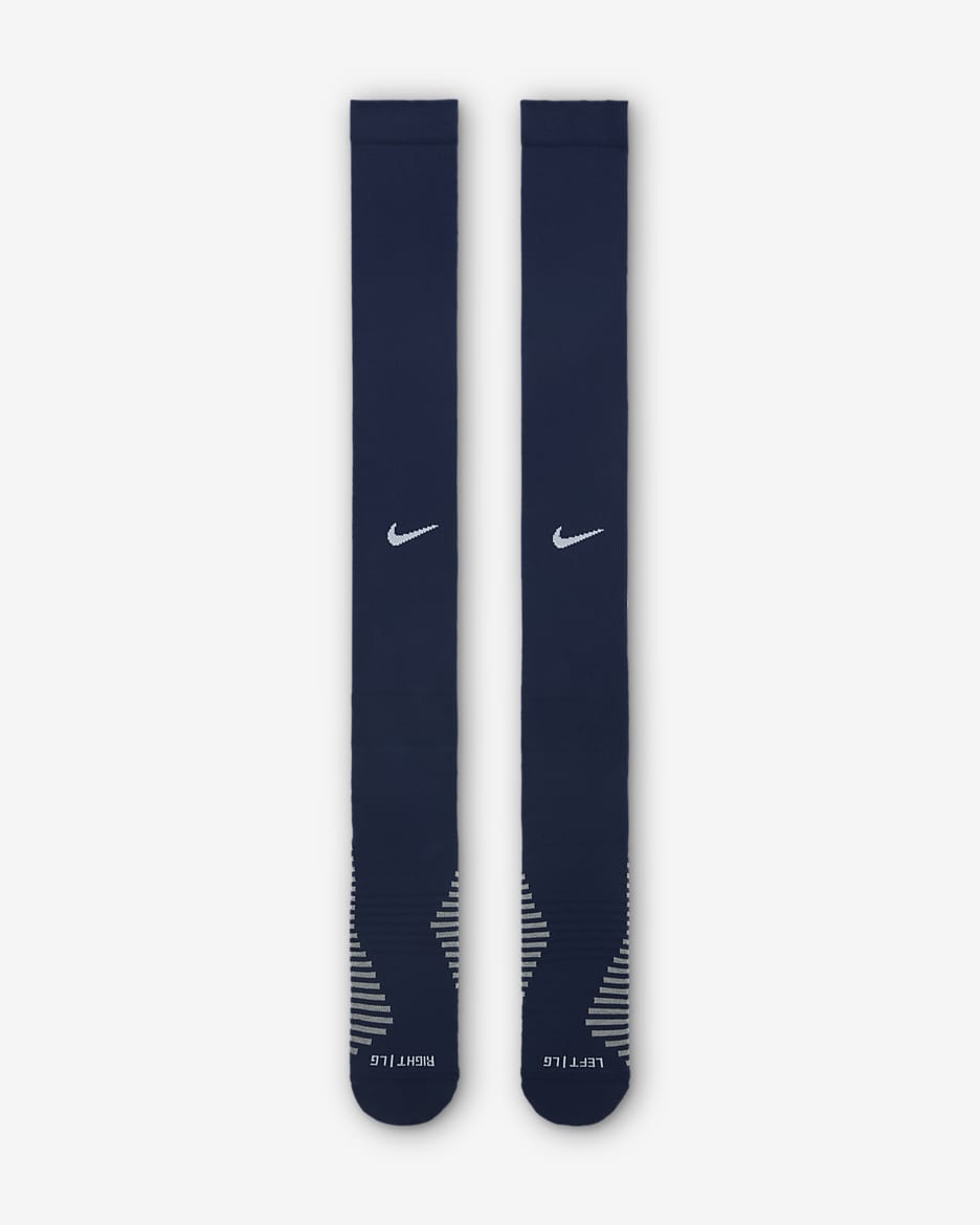 Paris Saint-Germain Strike Nike kniehohe Torwart-Fußballsocken - Midnight Navy/Weiß