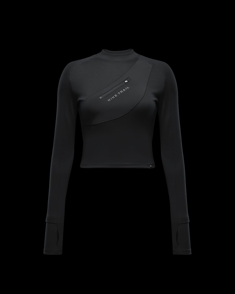 Haut de running à manches longues et poches Dri-FIT Nike Trail pour femme - Noir/Anthracite