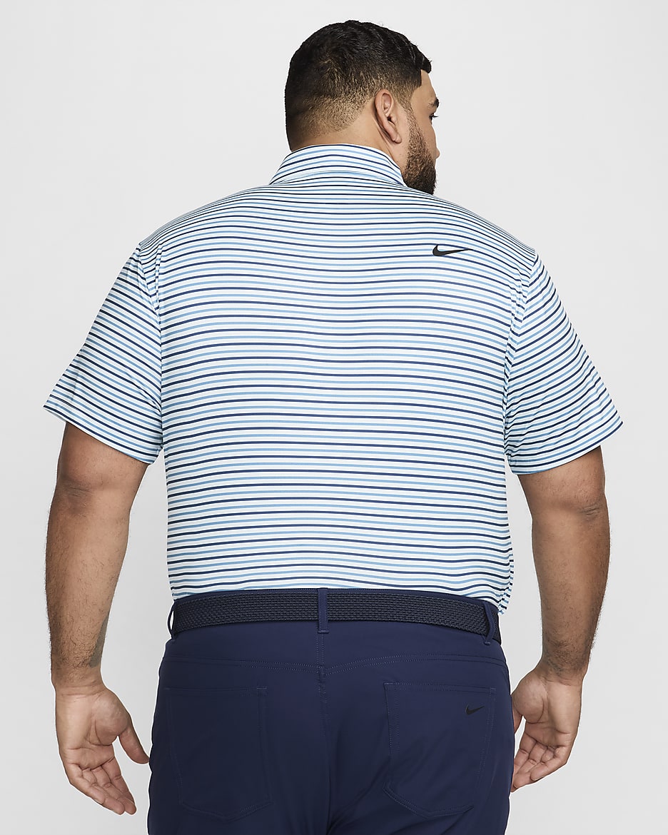 Polo de golf a rayas Dri-FIT para hombre Nike Tour - Azul glacial/Negro