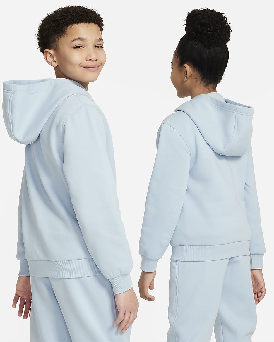 Nike Sportswear Club Fleece Older Kids' Pullover Hoodie - Light Armoury Blue/White