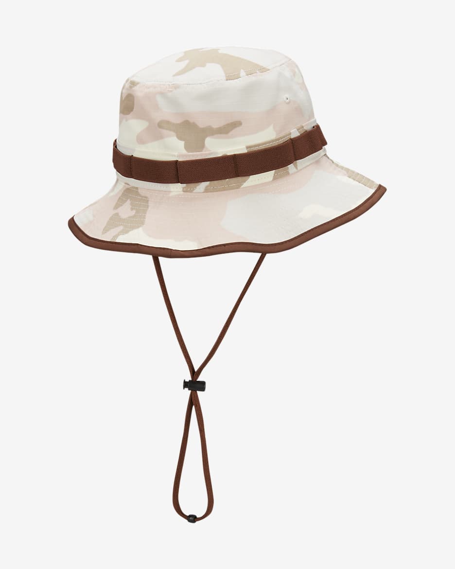 Nike Dri-FIT Apex Camo Print Bucket Hat - Coconut Milk/Cacao Wow/Black