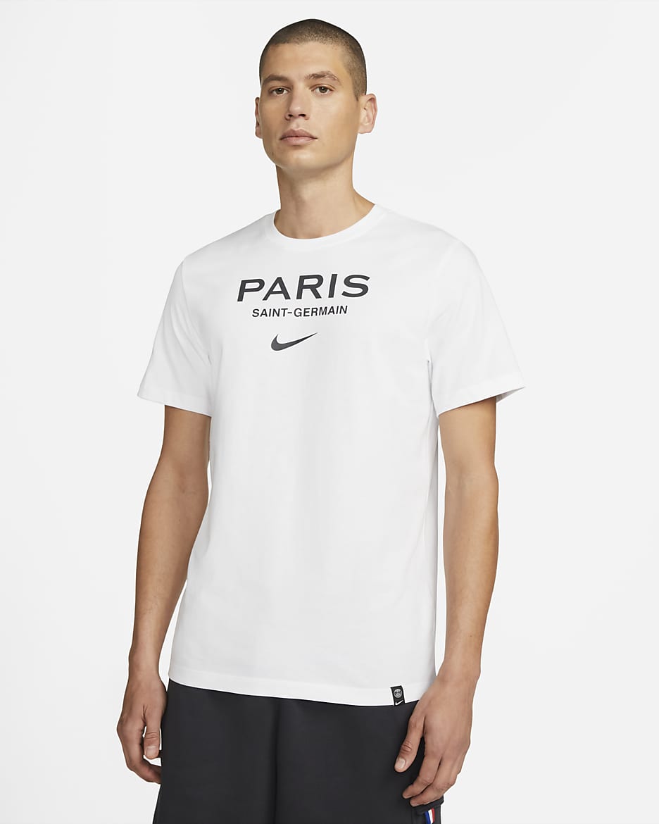 パリ サンジェルマン (PSG) スウッシュ メンズ ナイキ サッカー Tシャツ - ホワイト