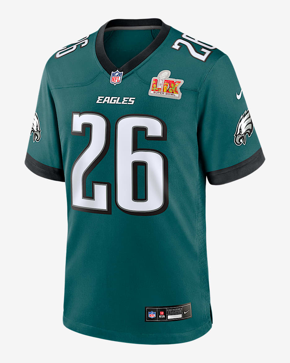 Jersey Nike de la NFL Game para hombre Saquon Barkley Philadelphia Eagles Super Bowl LIX - Verde