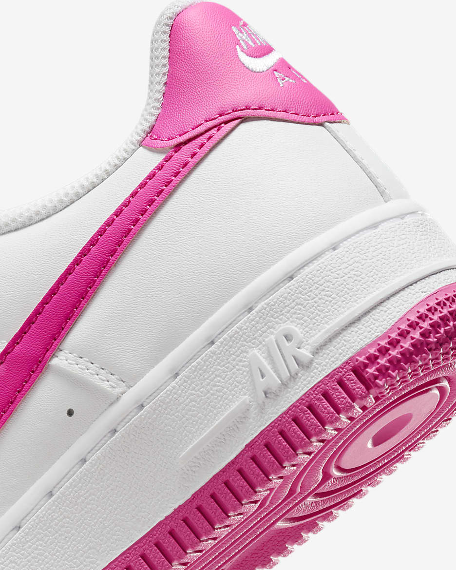 Nike Air Force 1 Big Kids' Shoes - White/Laser Fuchsia