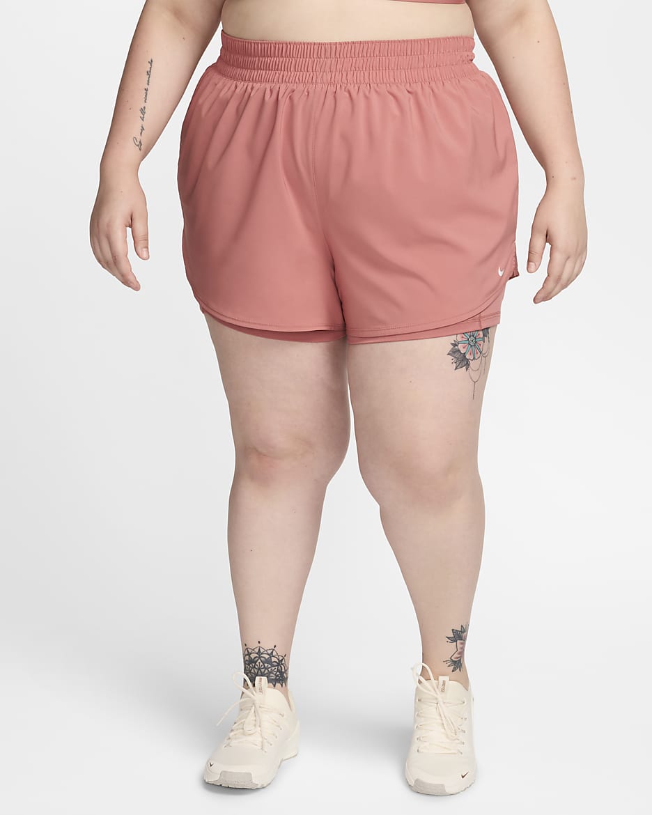 Nike Dri-FIT One Women's High-Waisted 3" 2-in-1 Shorts (Plus Size) - Canyon Pink