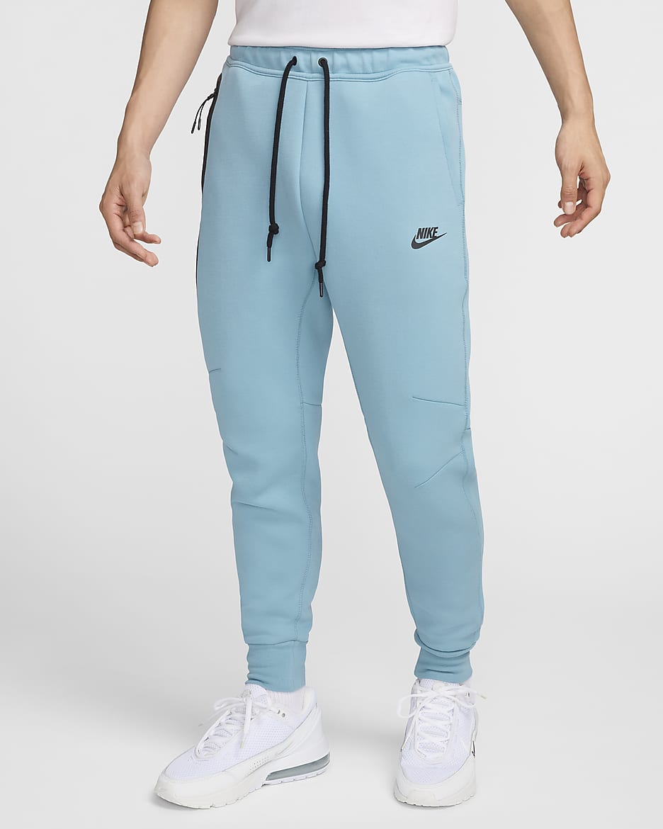 กางเกงจ๊อกกิ้งผู้ชายทรงเข้ารูป Nike Sportswear Tech Fleece - Denim Turquoise/ดำ