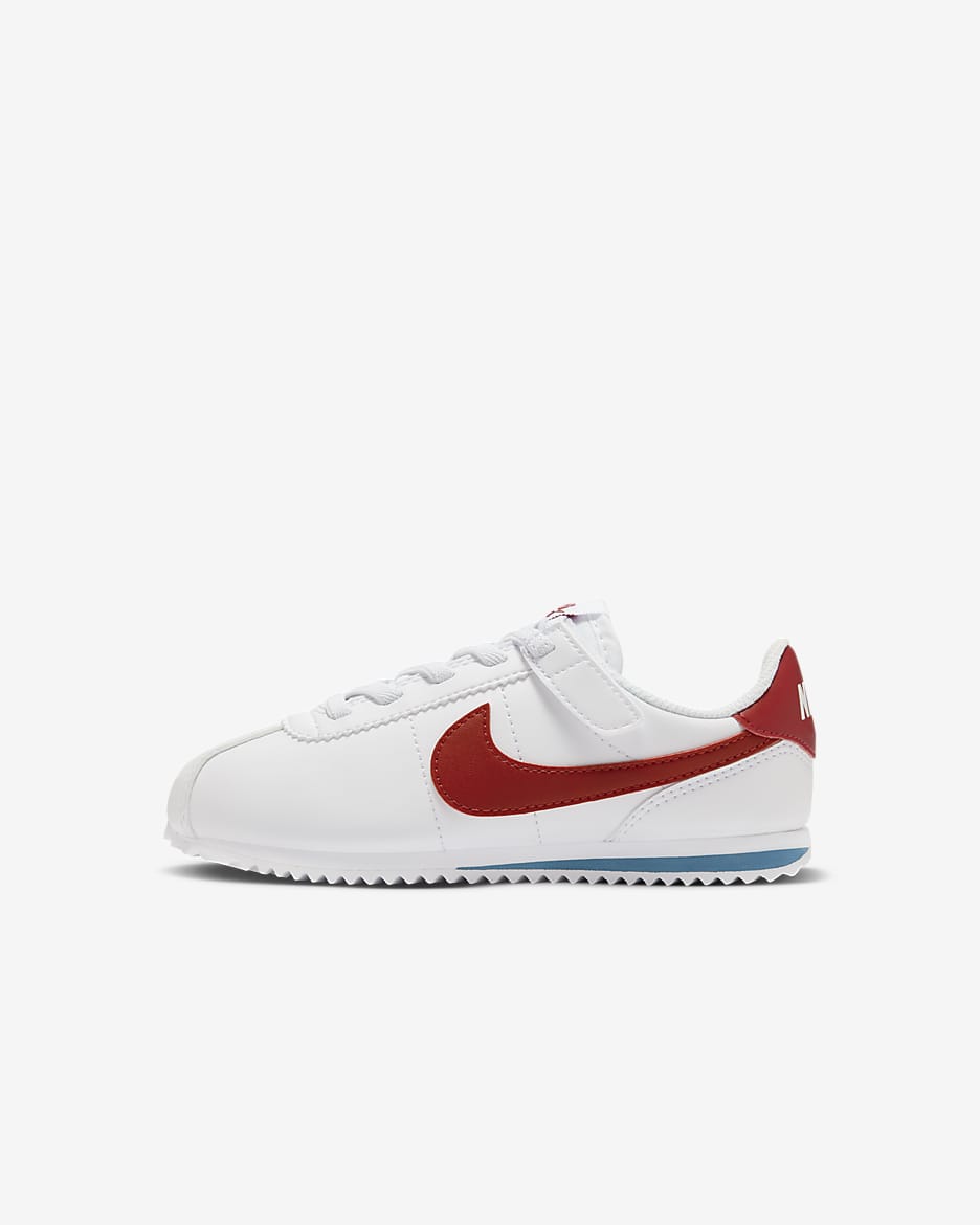 Tenis para niños de preescolar Nike Cortez EasyOn - Blanco/Azul universitario/Rojo universitario