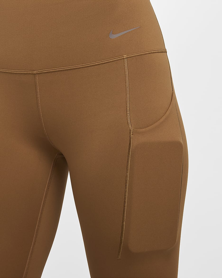 Nike Universa 女款中度支撐型高腰九分附口袋內搭褲 - Light British Tan/黑色