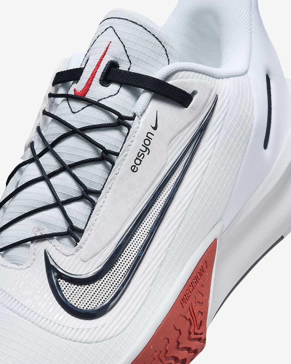 Tenis de básquetbol para hombre Nike Precision 7 EasyOn - Blanco/Rojo deportivo/Obsidiana