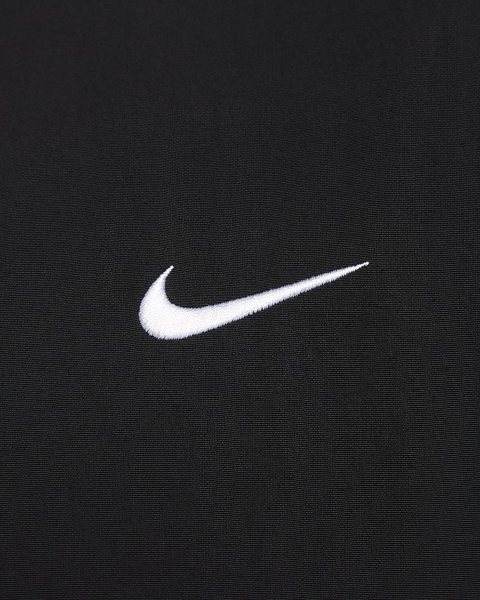 Nike Sportswear Essential Bol Kesimli UV Dokuma Kadın Antrenör Ceketi (Büyük Beden) - Siyah/Beyaz