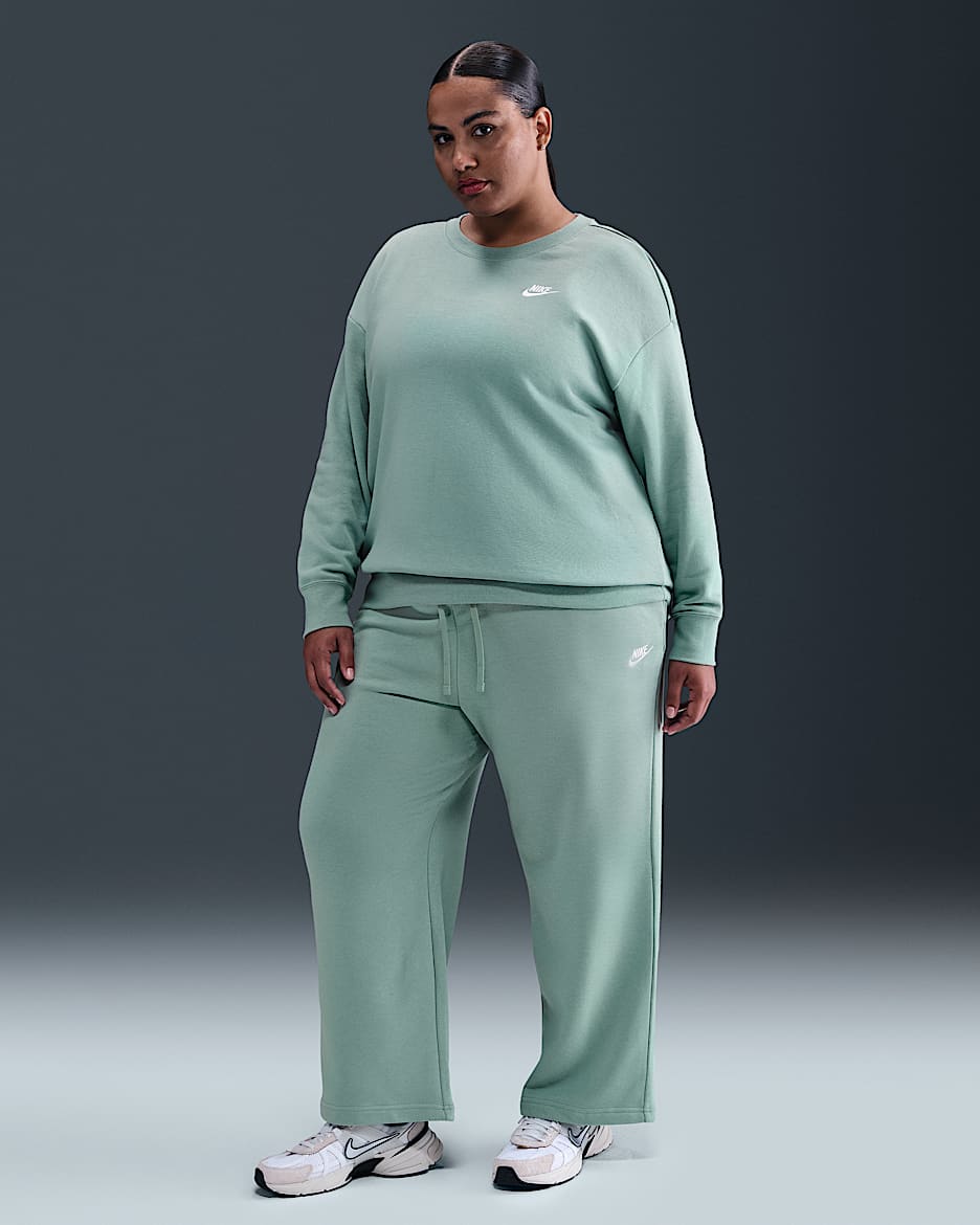 Nike Sportswear Club Fleece Women's Mid-Rise Wide-Leg Sweatpants (Plus Size) - Cannon/White