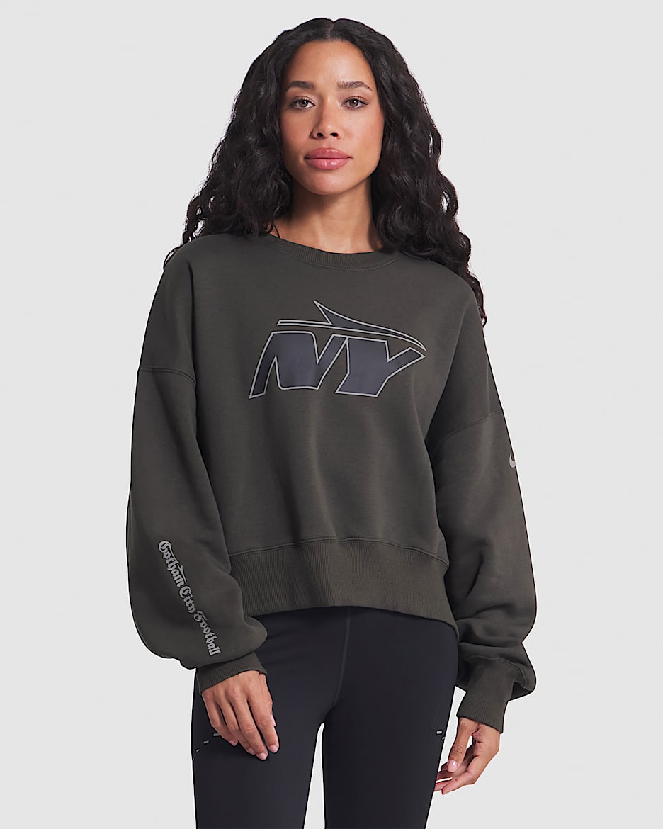 Sudadera de cuello redondo sin cierre Nike de la NFL para mujer New York Jets Rivalries Collection Oversized - Verde