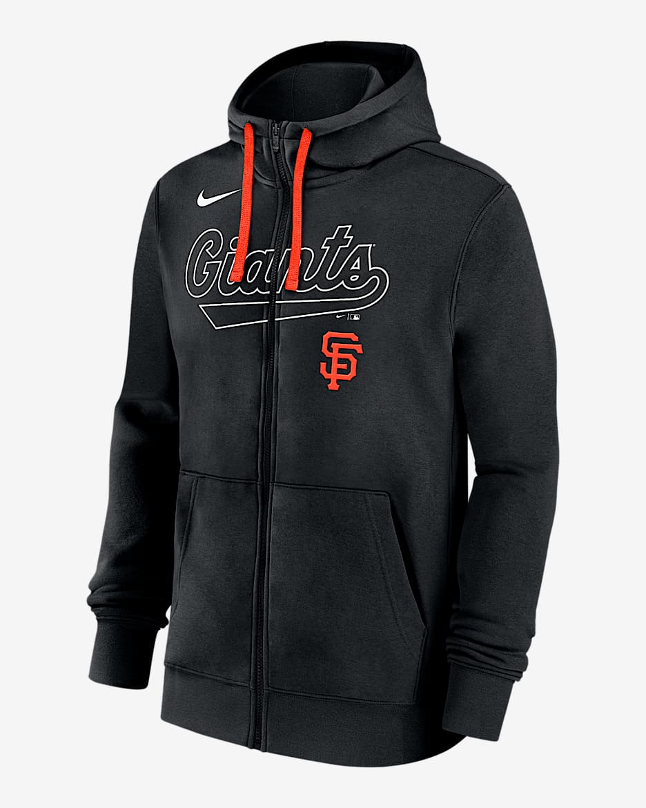 Sudadera con gorro de cierre completo Nike de la MLB para hombre San Francisco Giants Knockout Script - Negro